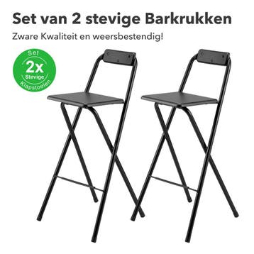 Bardi 2 Delige Inklapbare Barkrukken Set ZWART - 100KG, Huis en Inrichting, Ophalen of Verzenden, Nieuw, Metaal, Met voetsteun