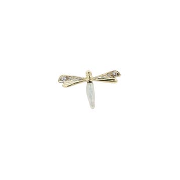 Gouden vintage libelle broche met parel en zirkonia 14 kt, Ophalen of Verzenden, Nieuw