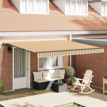 vidaXL Uitschuifbare luifel Meerkleurig 400 × 350 cm, Tuin en Terras, Verzenden, Nieuw