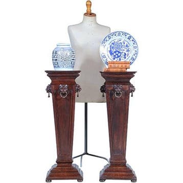 Stel van 2 Neo-renaissance zuilen ca 1860 met leeuwenmaskers, Ophalen of Verzenden