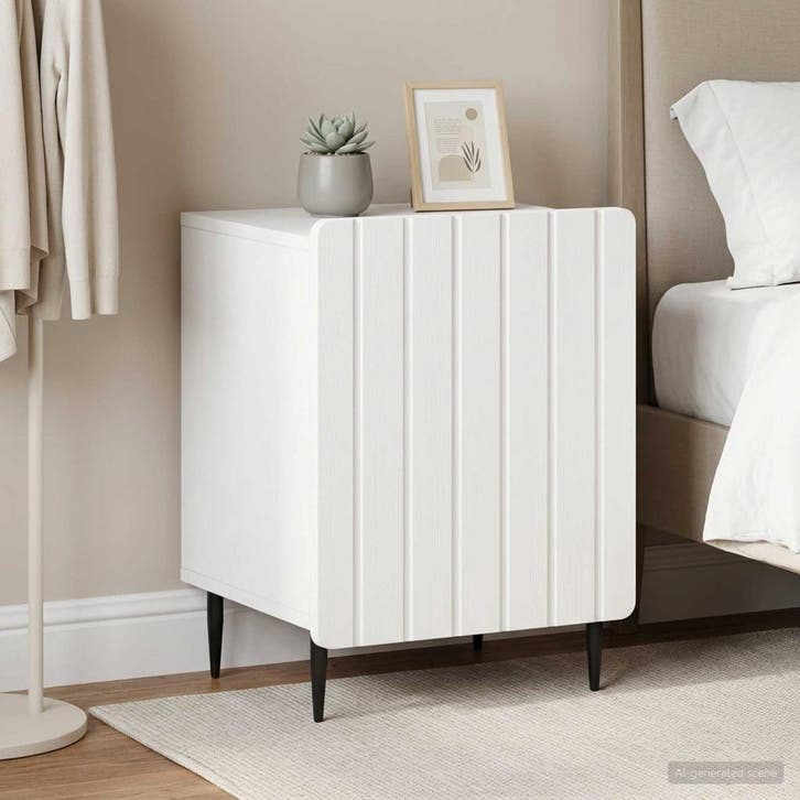 vidaXL Nachtkastje 2 pcs Wit 43 x 34,5 x 52 cm Bewerkt hout, Huis en Inrichting, Slaapkamer | Nachtkastjes, Nieuw, Minder dan 45 cm