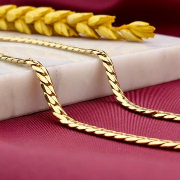 Gouden platte gourmetschakel ketting, Sieraden, Tassen en Uiterlijk, Kettingen, Ophalen of Verzenden, Gebruikt, Goud, Goud