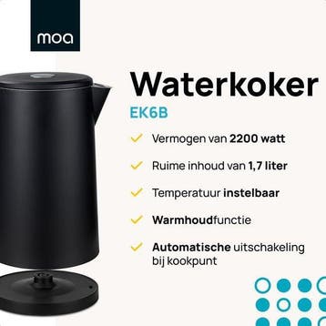 2dekans | MOA Waterkoker met Temperatuurregeling - 1,7 Liter, Ophalen of Verzenden, Zo goed als nieuw
