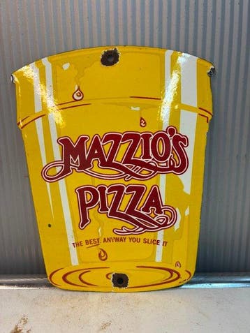 Mazzio’s Pizza – Vintage emaille reclamebord – Amerikaanse, Antiek en Kunst