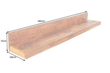 Massieve wandplank MAKASSAR 140cm bruin sheeshamhout, Huis en Inrichting, Ophalen of Verzenden, Nieuw
