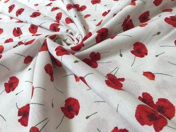 Veld vol papavers - elegante stof - Textiel - 2.8 m - 2.6 m