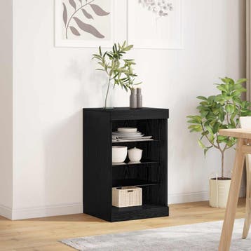 vidaXL LED Sideboard Zwart Eiken 41 x 37 x 67 cm Bewerkt, Huis en Inrichting, Minder dan 50 cm, Verzenden, Nieuw, Minder dan 100 cm