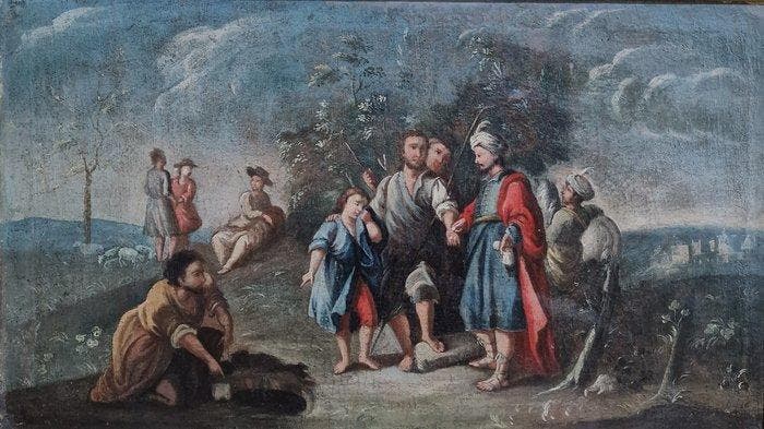 Scuola dellItalia settentrionale (XVII) - Giuseppe venduto, Antiek en Kunst, Kunst | Schilderijen | Klassiek