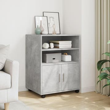 vidaXL Rolkast 60x48x81 cm bewerkt hout betongrijs, Verzenden, Nieuw