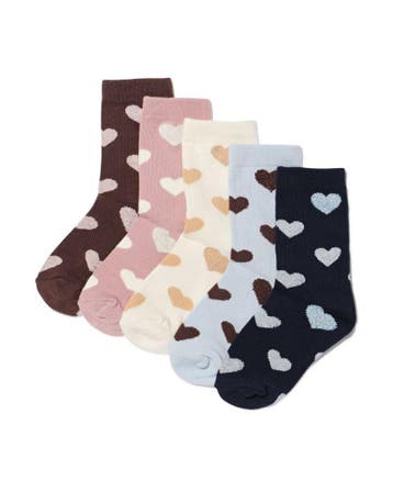 HEMA Kindersokken hartjes glitter - 5 paar donkerblauw, Verzenden, Nieuw