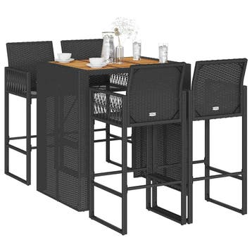 vidaXL 5-delige Tuinbarset zonder kussens poly rattan acacia, Verzenden, Nieuw, 4 zitplaatsen