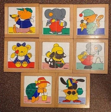 Educo 8 puzzeltjes in een opbergkastje (zie omschrijving), Verzenden, Nieuw