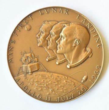 medallic Art CO N.Y. 1969 Apollo 11 eerste maanlanding &