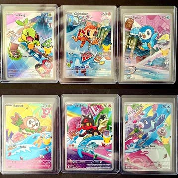 Pokémon - 6 Card - Turtwig * Chimchar * Piplup * Rowlet *, Nieuw