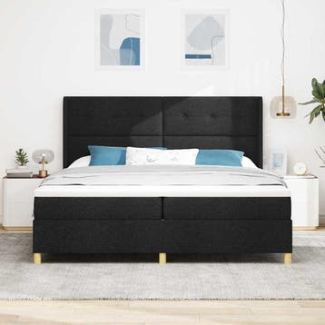 vidaXL Boxspringbed met hoofdeinde Zwart 200 x 200 cm Stof, Verzenden, Zwart, Stof, Nieuw