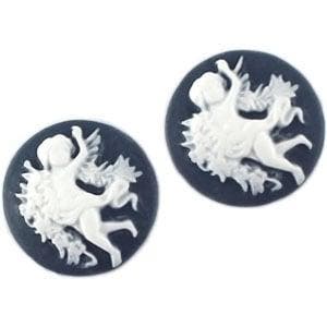 2 x Camee rond Navy blauw / wit 20mm (Cabochons en camée), Ophalen of Verzenden, Nieuw, Overige typen