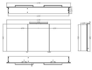 Wiesbaden Luxe spiegelkast +Led verlichting 140x60x14cm, Ophalen of Verzenden, Nieuw