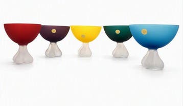 Murano - Dessertservies (5) - Glas - Murano-glas satijnen, Antiek en Kunst