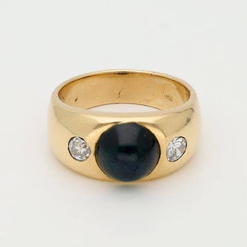 Ring - 14 karaat Geel goud Saffier - Diamant, Nieuw