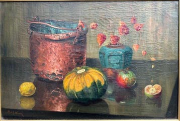 Piet Cottaar (1878–1950) - Stilleven met koperen ketel en, Antiek en Kunst