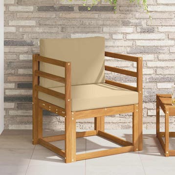 vidaXL Tuinbank Massief Acaciahout en Polyester Naturel, Verzenden, Nieuw