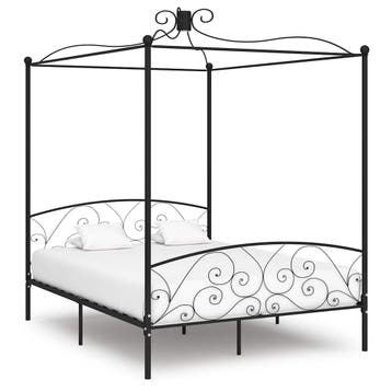 vidaXL Hemelbedframe metaal zwart 180x200 cm, Eenpersoons, Verzenden, Zwart, Nieuw