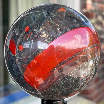 Fine Blood Stone Sphere Bol - Hoogte: 11 cm - Breedte: 11