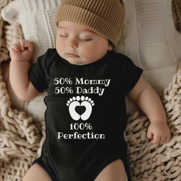 Baby Romper met Tekst: 50% Mama, 50% Papa, 100% Perfectie, Verzenden, Nieuw