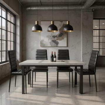 Eetkamerstoelen - Set van 4 - PVC-leer - Zwart - HOUSEINBOX, Huis en Inrichting, Stoelen, Verzenden, Zo goed als nieuw