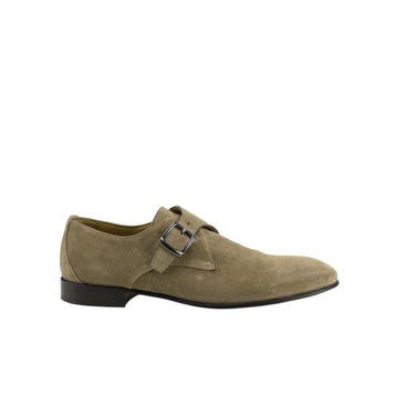 ISAIA NAPOLI - 9 UK - 43 IT - Off-Green Suede Single Monk, Nieuw