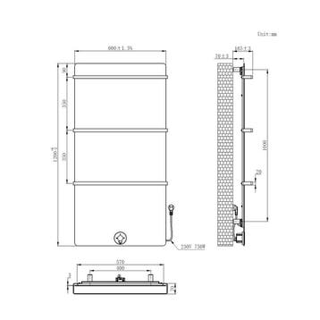 Elektrische Radiator Best Design Brenner Black 120x60cm 750W, Ophalen of Verzenden, Nieuw