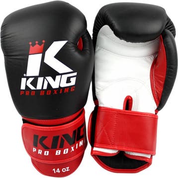 King Pro Boxing Bokshandschoenen Zwart Rood KPB/BG 1 Leder, Ophalen of Verzenden, Nieuw
