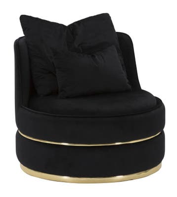 FAUTEUIL PARIJS SPACE NERO/GOUD CM Ø 84X72 - 142410000N, Huis en Inrichting, Ophalen of Verzenden, Nieuw