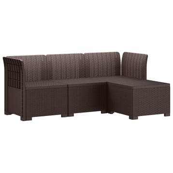 vidaXL 4-Persoons Tuinbank Rieten Look PP Bruin, Verzenden, Nieuw