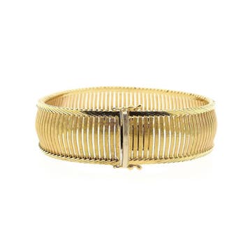 Gouden fantasieschakel armband; 14 karaat; 19 cm, Ophalen of Verzenden, Gebruikt, Goud, Goud
