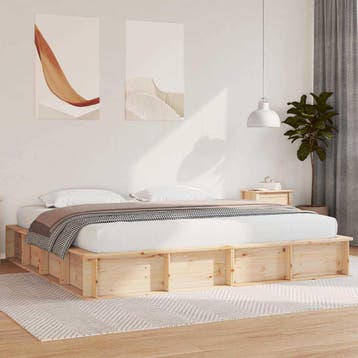 vidaXL Bedframe Bruin 180 x 200 cm Massief grenenhout, Huis en Inrichting, Slaapkamer | Bedden, Verzenden, Nieuw, Bruin, Hout