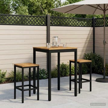 vidaXL Tuinbar Tafel Wit en zwart 60 x 60,5 x 105 cm, Verzenden, Nieuw