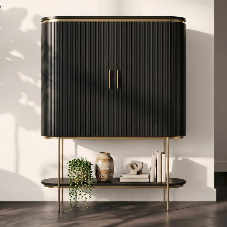 *WOONWINKEL* Tower Living Rivello Ovale Kast Met Messing, Huis en Inrichting, Kasten | Wandmeubels, Nieuw, Verzenden