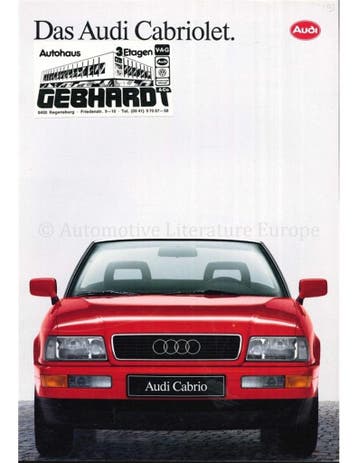 1991 AUDI CABRIOLET BROCHURE DUITS, Nieuw, Audi, Author