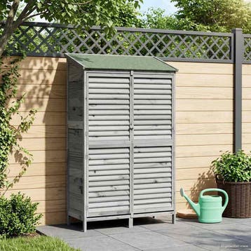 vidaXL Tuinschuur met dak Grijs 106 x 56 x 176,5 cm Massief, Verzenden, Nieuw