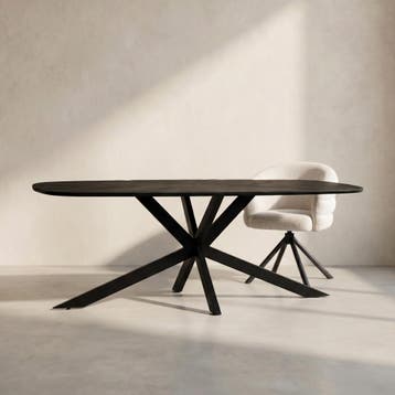 *WOONWINKEL* Tower Living Silvi Ovale Eettafel Zwart Mango 2, Huis en Inrichting, Tafels | Eettafels, Verzenden, Nieuw