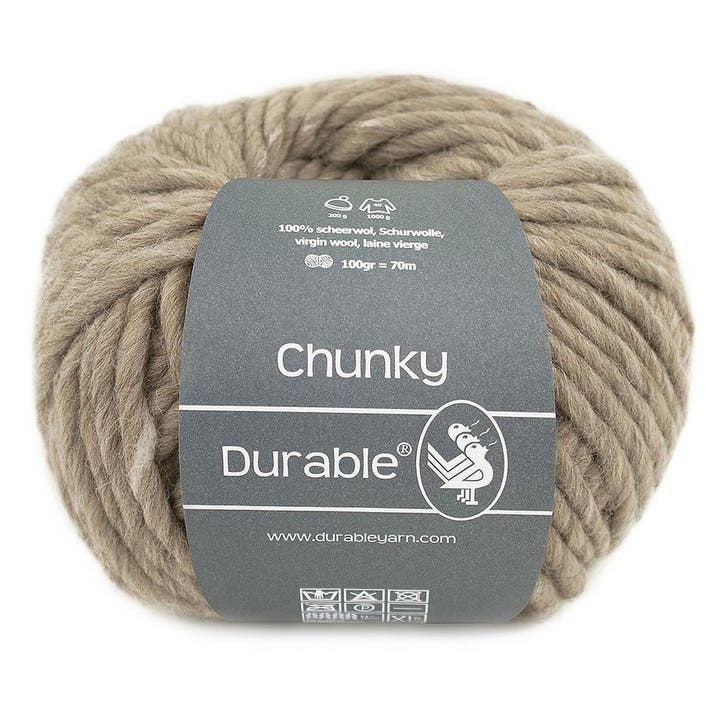 Durable Chunky - 340 taupe - 100% Scheerwol, Hobby en Vrije tijd, Breien en Haken, Ophalen of Verzenden
