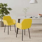 vidaXL Eetkamerstoelen 2 st fluweel geel, Huis en Inrichting, Stoelen, Verzenden, Nieuw