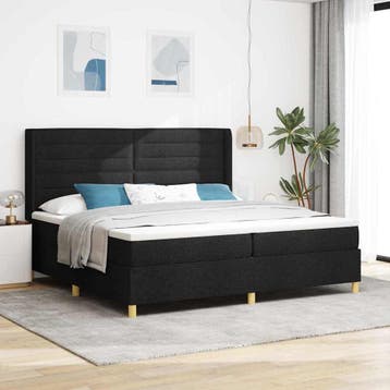 vidaXL Boxspringbed met matras met hoofdeinde Zwart 200 x, Verzenden, Zwart, Stof, Nieuw