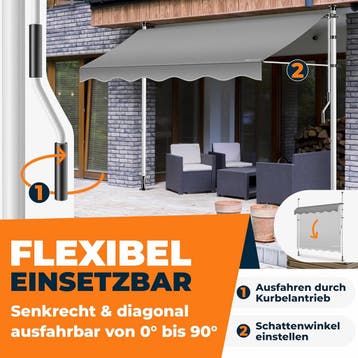 Klemluifel - Balkon luifel - Verticale luifel - 200 cm - LED, Verzenden, Zo goed als nieuw