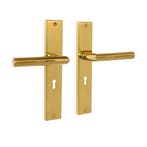 Ferro geveerd op schild sleutelgat 55mm messing PVD - deu..., Ophalen of Verzenden, Nieuw, IJzer, Klink of Kruk