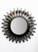 Wandspiegel - Kristal, IJzer - Zonnespiegel – 66 cm, Antiek en Kunst
