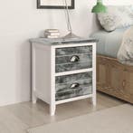 vidaXL Nachtkastje 38x28x45 cm paulowniahout grijs en wit, Huis en Inrichting, Slaapkamer | Nachtkastjes, Minder dan 45 cm, Verzenden