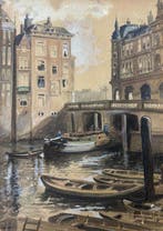 Willem Witsen (1860-1923) - Stadgezicht vanuit de grachten, Antiek en Kunst, Kunst | Schilderijen | Klassiek