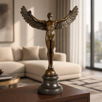 Césaro - sculptuur, Icarus - 40 cm - Brons, Marmer